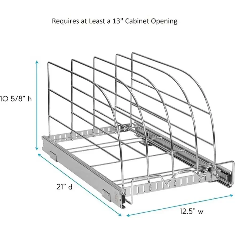 Pull Out Bakeware Organizer for Cutting Boards & Trays, Adjustable Cabinet Rack
